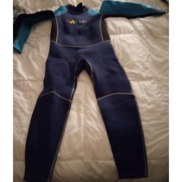 Natyfly Kids Thermal Swimsuit Full Wetsuit 2.5mm Neoprene Blue/Green Size L - Picture 1 of 13